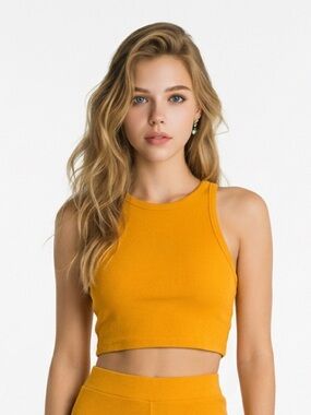 Women’s Ribbed Cropped Tank Top - orange